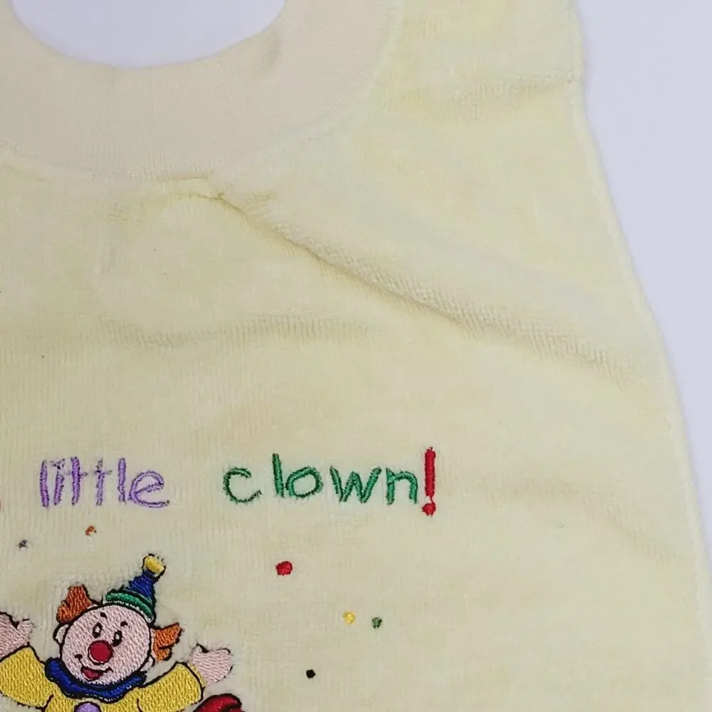 Vtg Luv N' Care Terrycloth Towel Clown Embroidered Baby Bib Unisex Fun Colorful